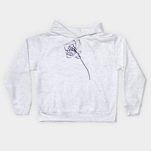 Rose Line Art In Black and Lavender For Lovers Loved Ones And Self Love Kids Hoodie by 4U2NV-LDN